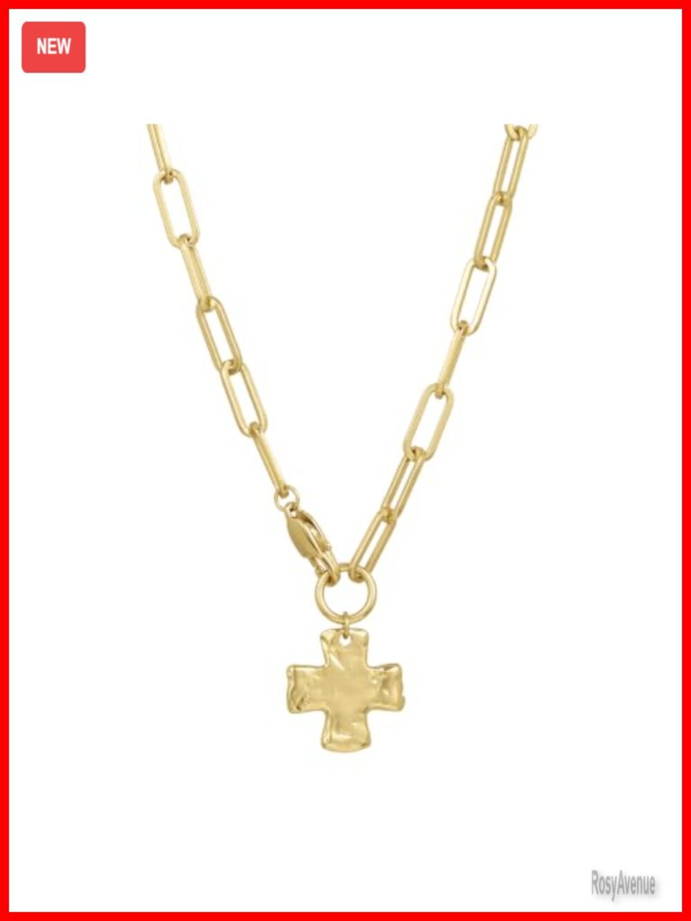 Chunky Cross Chain Necklace & Extender Set Stainless Steel 18''